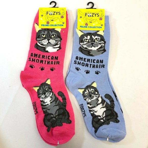 2 PAIRS Foozys Women's Socks AMERICAN SHORTHAIR - Picture 2 of 4